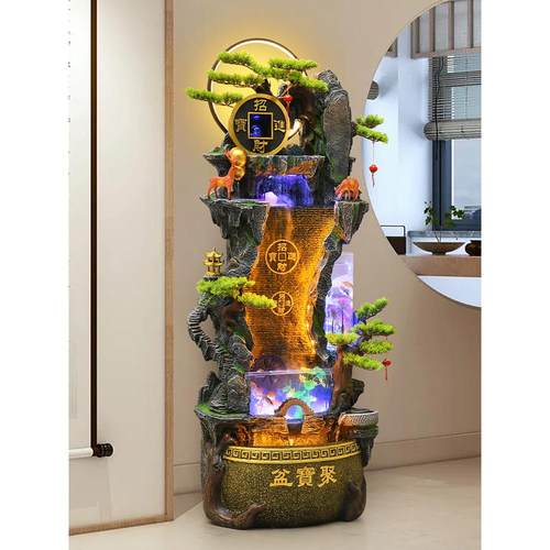 招财假山流水喷泉鱼缸水景落地摆件客厅电视柜旁乔迁开业装饰送礼