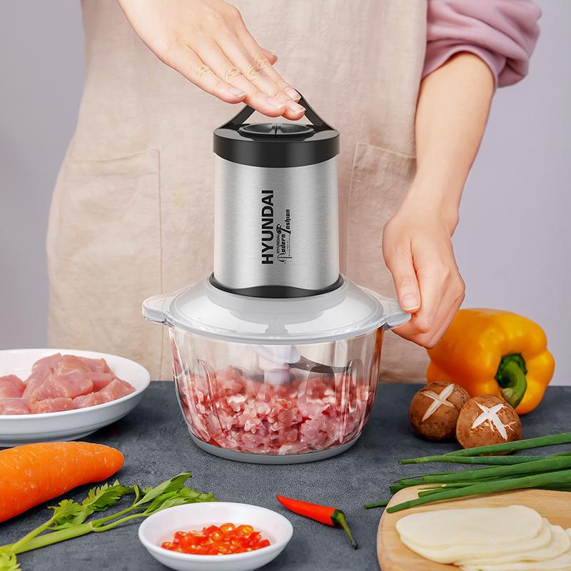 HYUNDAI电动绞肉机家用碎肉搅拌机多功能料理机破壁机蒜泥机礼品