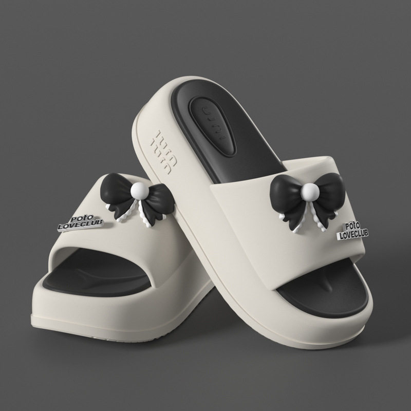 夏季女士厚底增高蝴蝶结透气拖鞋居家通勤百搭时尚新款,女鞋,一字带凉鞋,淘宝优惠券,粉丝福利购,淘宝优惠卷