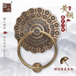 中式仿古防盗门拉手大门把手明装敲门器木门狮子头兽头黄铜门环