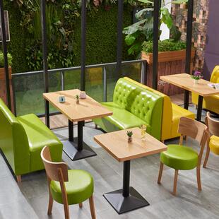 卡座沙发定制网红餐厅奶茶网咖酒吧咖啡甜品店餐饮桌椅靠墙ins风