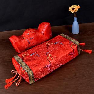 寿枕刺绣平头枕脚枕寿衣全套老人寿枕冲喜增寿殡葬用品