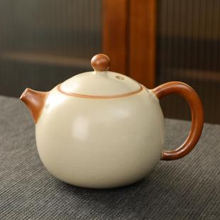 米黄汝窑茶壶开片汝瓷单壶陶瓷泡茶壶家用冰裂壶高档小西施壶茶具