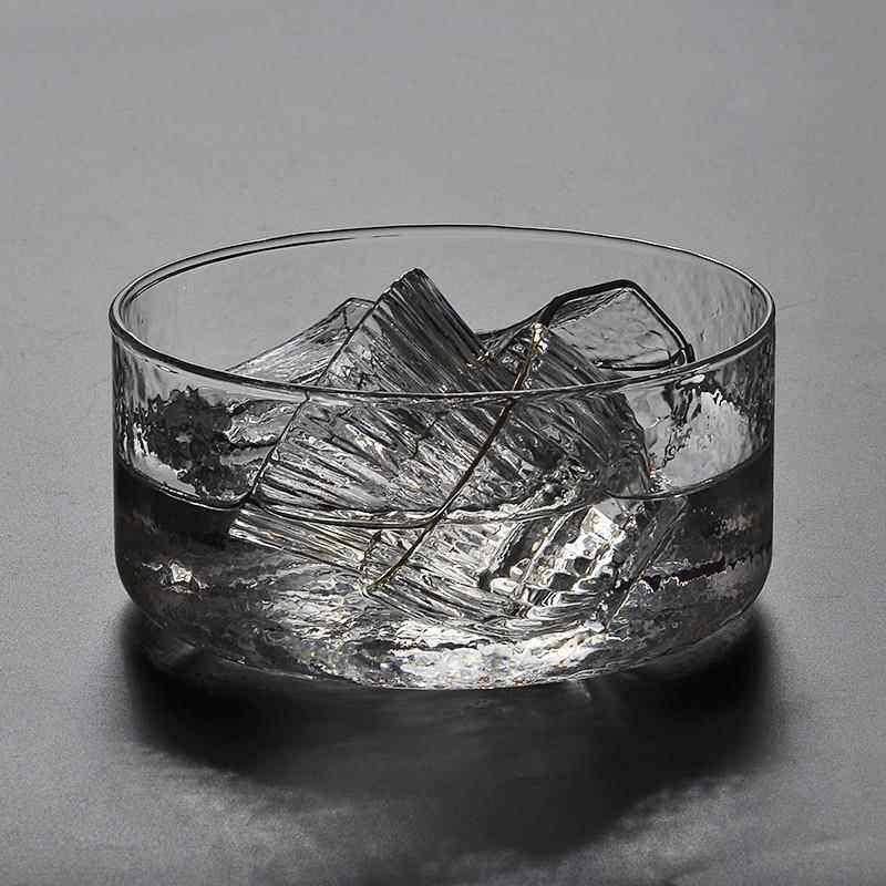 可明火锤纹玻璃茶洗带盖水洗建水水盂竹I盖壶承茶渣水果沙拉碗果