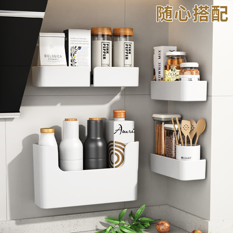 免打孔厨房柜门收纳盒橱柜内壁挂保鲜膜挂架浴室卫生间杂物置物架
