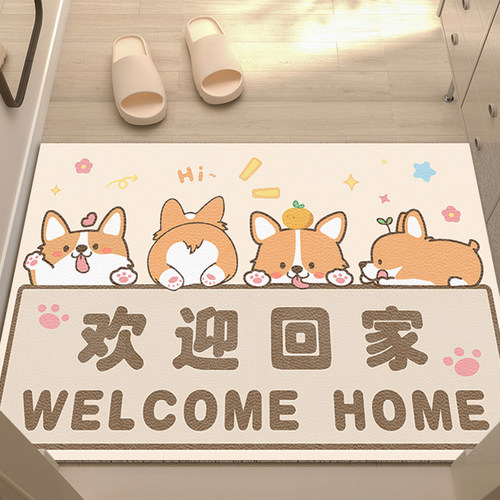 pvc入户门地垫卡通进门t地毯皮革门口换鞋脚垫可擦免洗防滑可裁剪