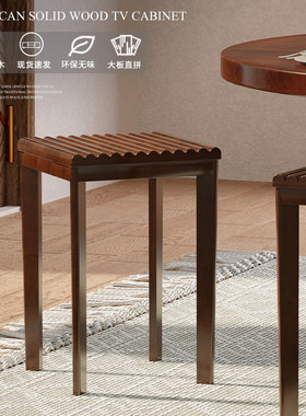 美式凳子家用板凳圆凳实木方凳餐桌橡木餐厅独简约吃饭可叠放木凳