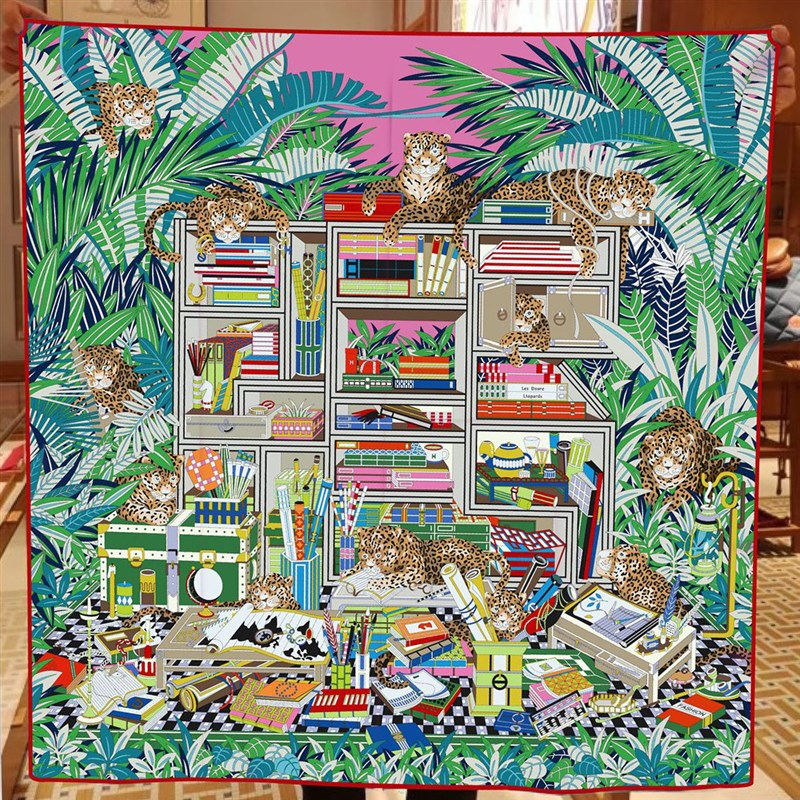 【十二花豹】裱画丝巾装饰画客厅卧室挂画90大方巾丝巾围巾披肩女