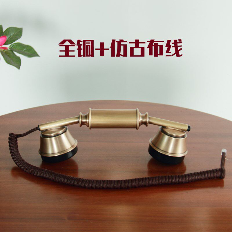 欧式实木老式仿古固定座机田园风格听筒话筒曲线电话.机手柄配件