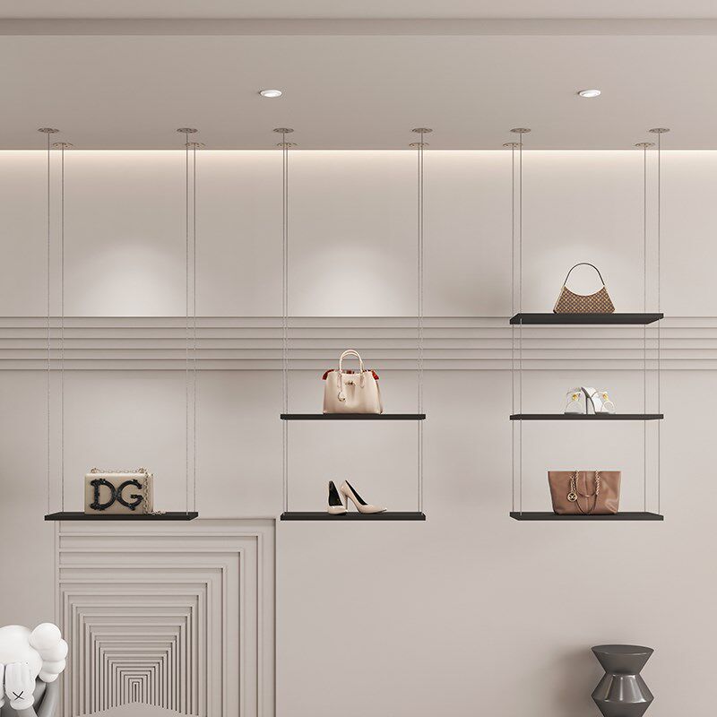 服装店展示架鞋店鞋架上墙吊顶悬挂包包架鞋架可调节X陈列货架定