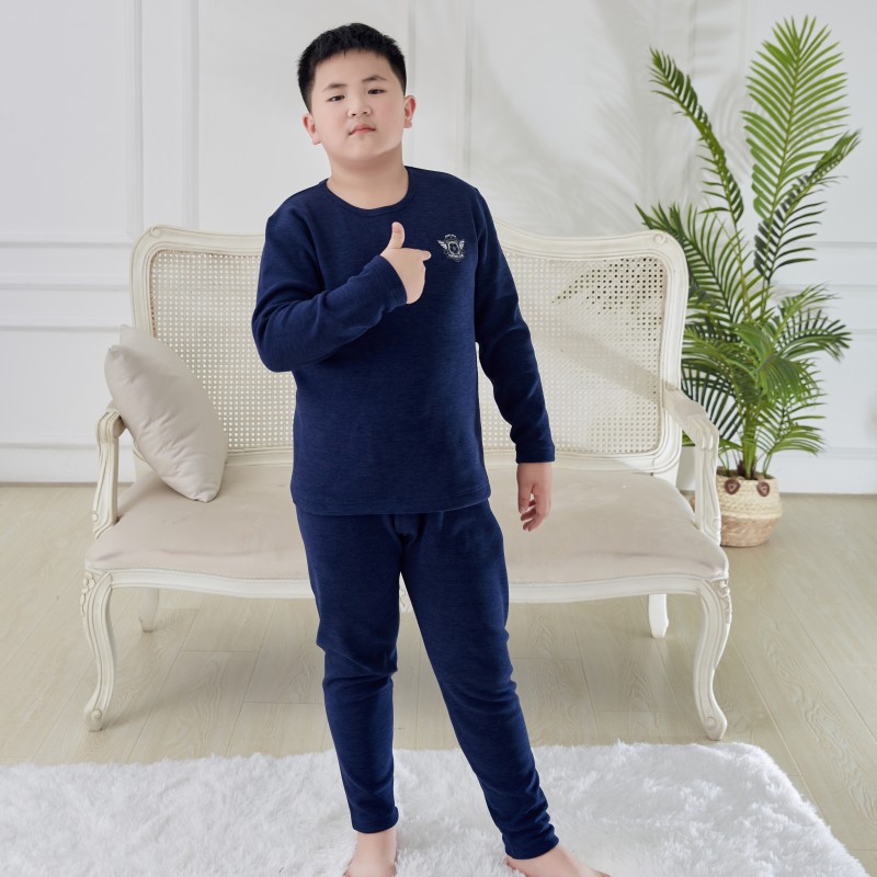 加肥大胖男童内衣套装加绒厚保暖儿童青少年大童胖童秋衣卫生裤宽