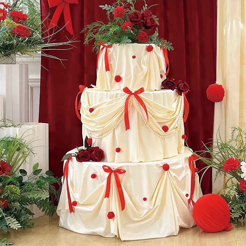 男女孩超大蛋糕材料包diy生日布置拍照订婚装饰场景户外仪式感