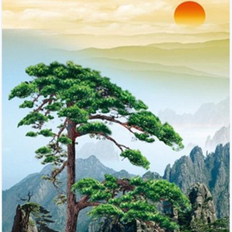 免打孔可推拉中式现代竖款电表箱装饰画遮挡配电盒电闸开关风景画