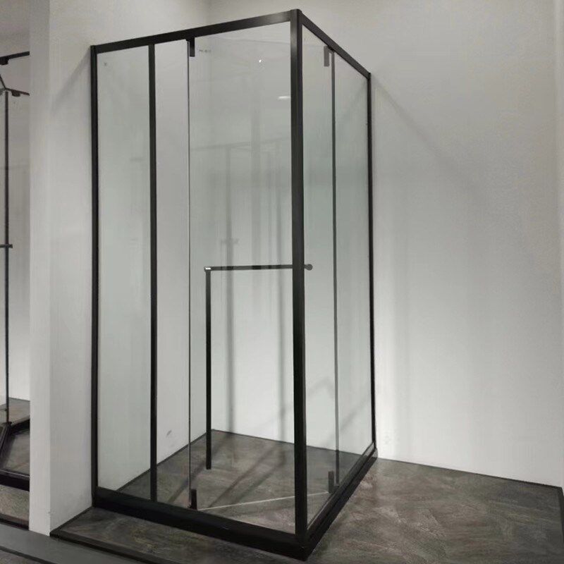 方形侧移门淋浴房小户型不锈钢浴屏内飞门干湿分离侧滑门玻璃隔断