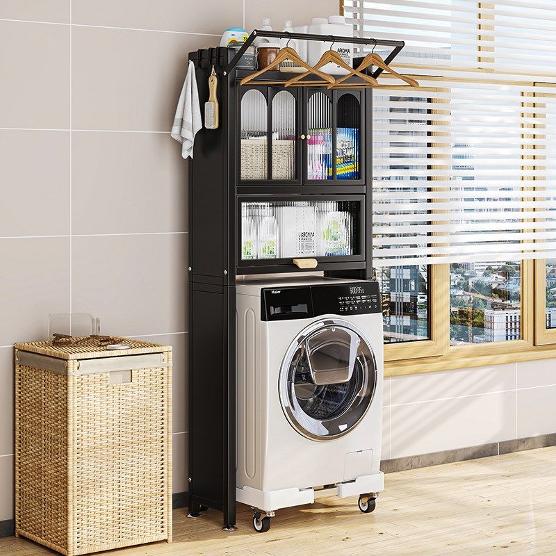 洗衣机置物架家用卫生间浴室阳台厕所洗手间落地加厚挂杆收纳架子