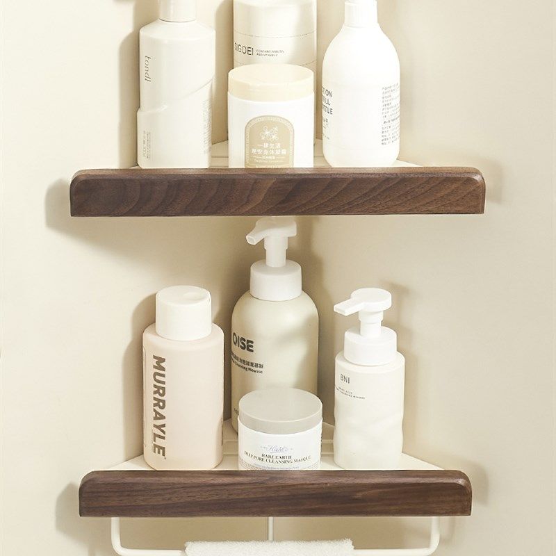 美拉德胡桃木卫生间架子置物架免打孔收纳角架浴室洗手间三脚架,家装主材,浴室角架,淘宝优惠券,粉丝福利购,淘宝优惠卷