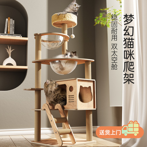 猫爬架猫窝猫树一体猫架子猫抓树非实木太空舱爬柱不占地猫咪玩具