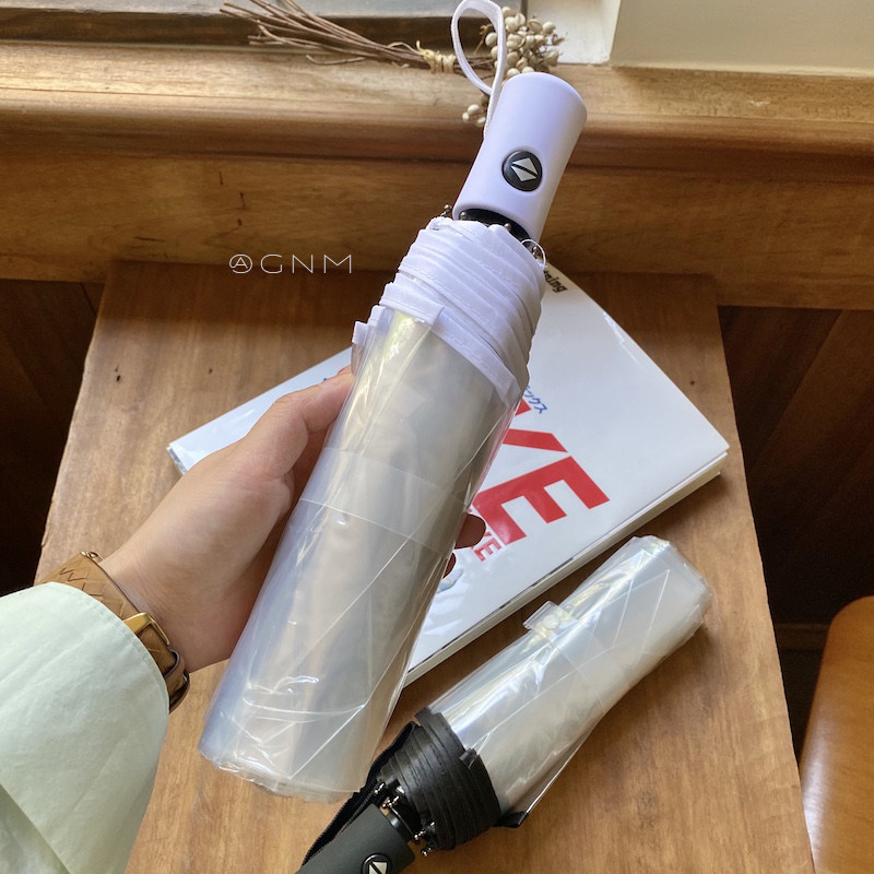 韩版小清新加厚透明雨伞折叠全自动伞三折自收自开透明三折折叠伞