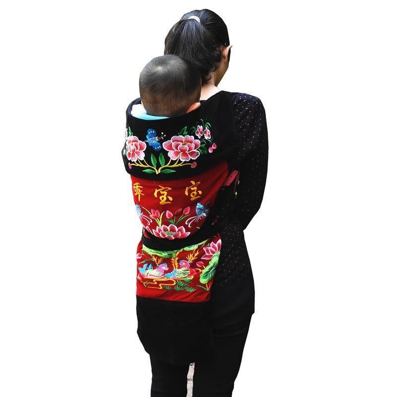 小孩多功能背扇新生婴幼儿后背式云南老式背巾贵州传统宝宝背带布