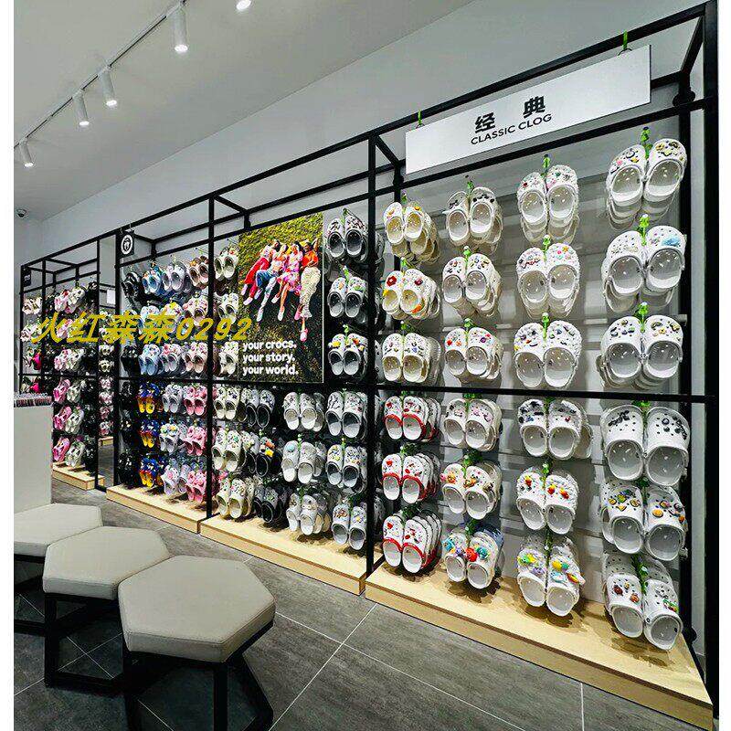 鞋店鞋架洞洞鞋展示架CROSS夏季拖鞋架子店铺上墙童鞋运动鞋货架