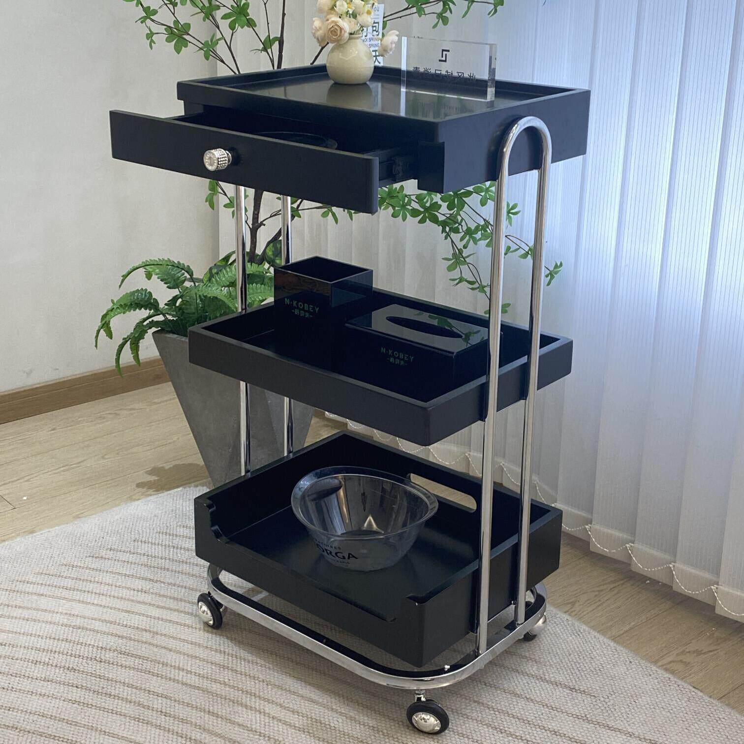 美容院小推车置物架小气泡仪器塑料多功能工具车美容推车