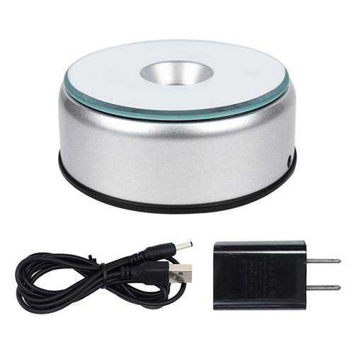 LED 静音90旋转七彩白光灯座工艺摆件发光水晶内雕底座