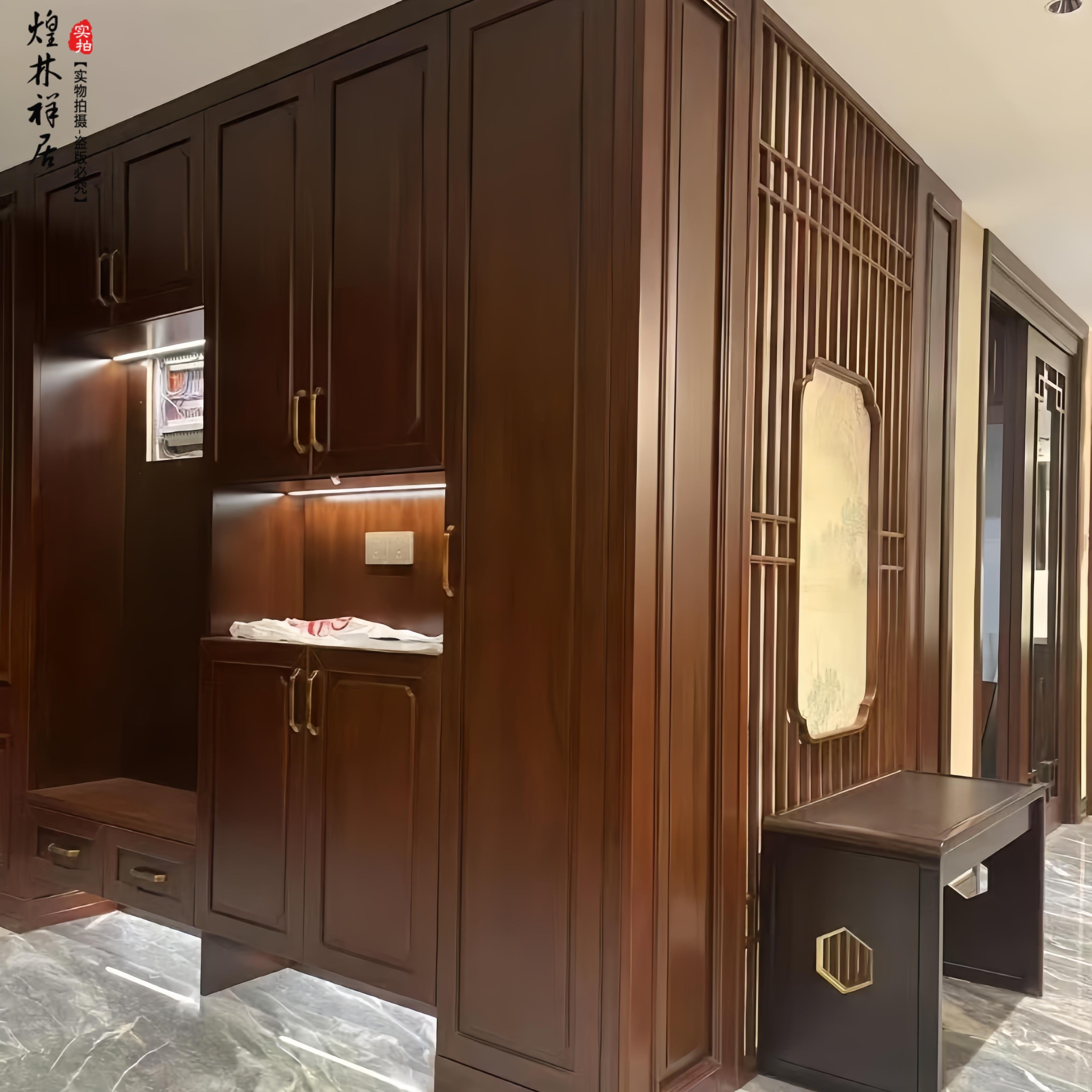 实木烤漆衣柜门橱柜门板新中式法式红橡木白蜡木红樱桃乌金木定制