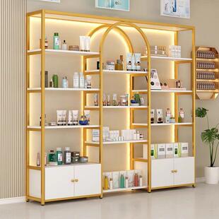 美容院展示柜化妆品置物架带灯美妆店展示柜护肤品展柜多层收纳层