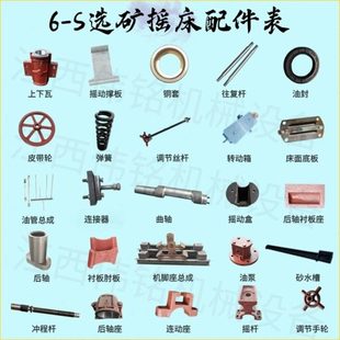 6S选矿摇床配件传动箱配套易损件上下瓦铜套后轴座油泵油管撑板