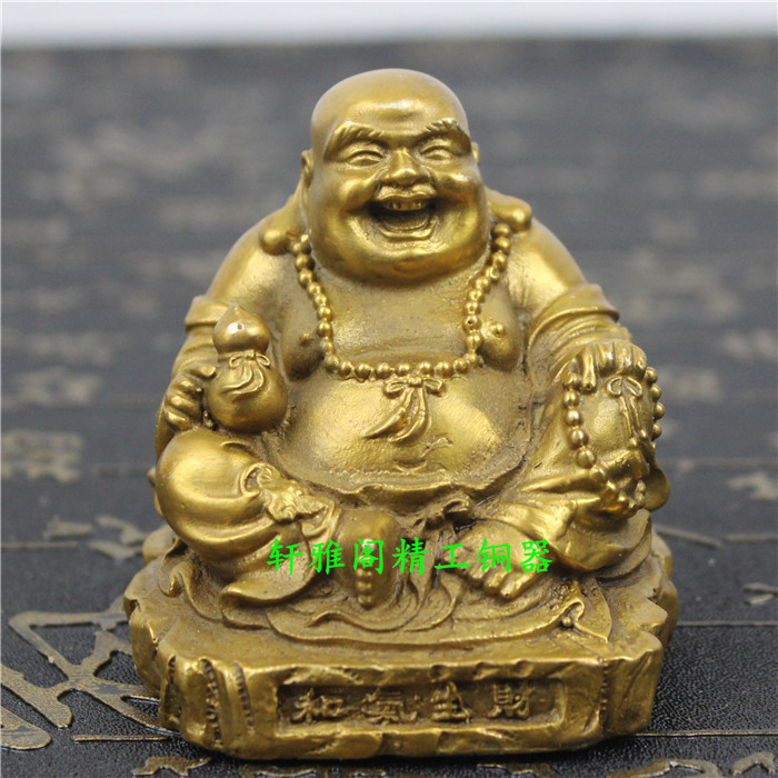 纯铜弥勒佛x铜笑佛大肚子佛和气生财工艺礼品家居客厅礼品桌面摆