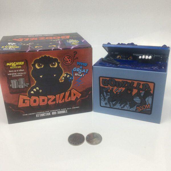 偷钱哥斯拉可爱恐龙存钱罐创意男孩男生带灯光音效个性电动存钱罐