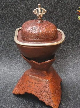 尼泊尔手工雕花纯铜嘎托巴碗供杯供水供酒居家摆件供奉法器古色