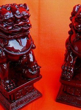 护宅石雕刻狮子双狮看门大号石狮子守门神摆件17cm石材