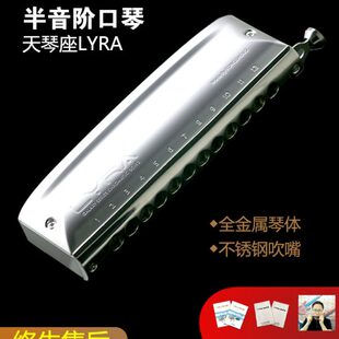 孔声KONGSHENG乐器12孔天琴座半音阶口琴专业演奏级LYRA金属琴格