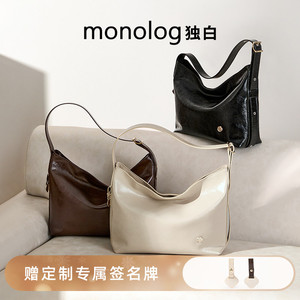 独白 云游系列托特包油蜡皮大容量秋冬单肩包斜挎女包hoboD4515