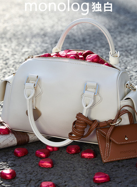 【U先试用】独白  挂耳波士顿包春季新款单肩斜挎手拎女包D4201