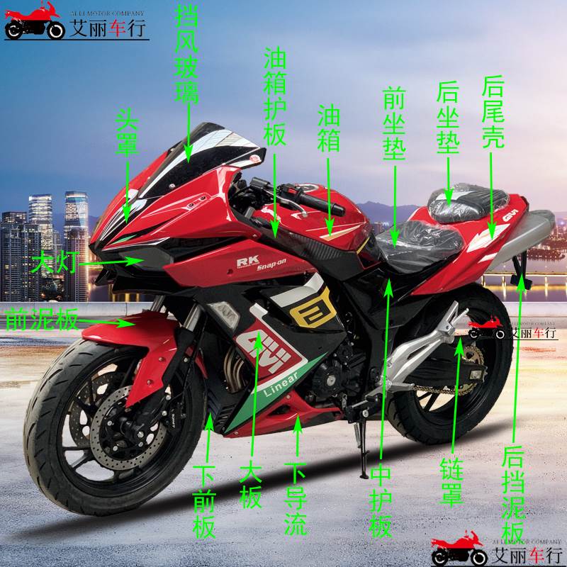 国产H2摩托车配件外壳挡泥板h2公路赛重车机跑车大板头罩后视镜灯
