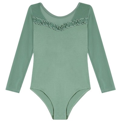 拉丁舞服儿童舞蹈服春秋长袖练功服少儿专业跳舞服装黑色体操服女