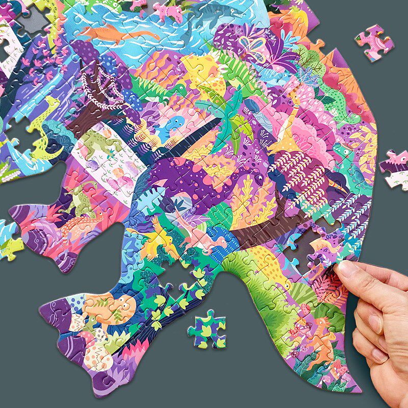 儿童三角龙恐龙拼图100/200/300片6岁以上男孩8-10平图益智7玩具