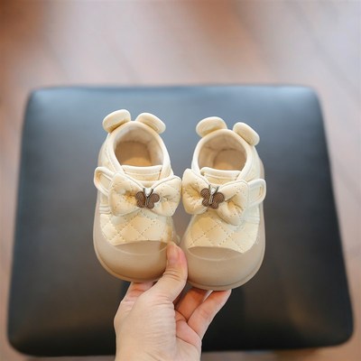 婴儿秋冬鞋子软底学步鞋女宝宝加绒棉鞋女小童公主鞋1一2-3岁幼儿