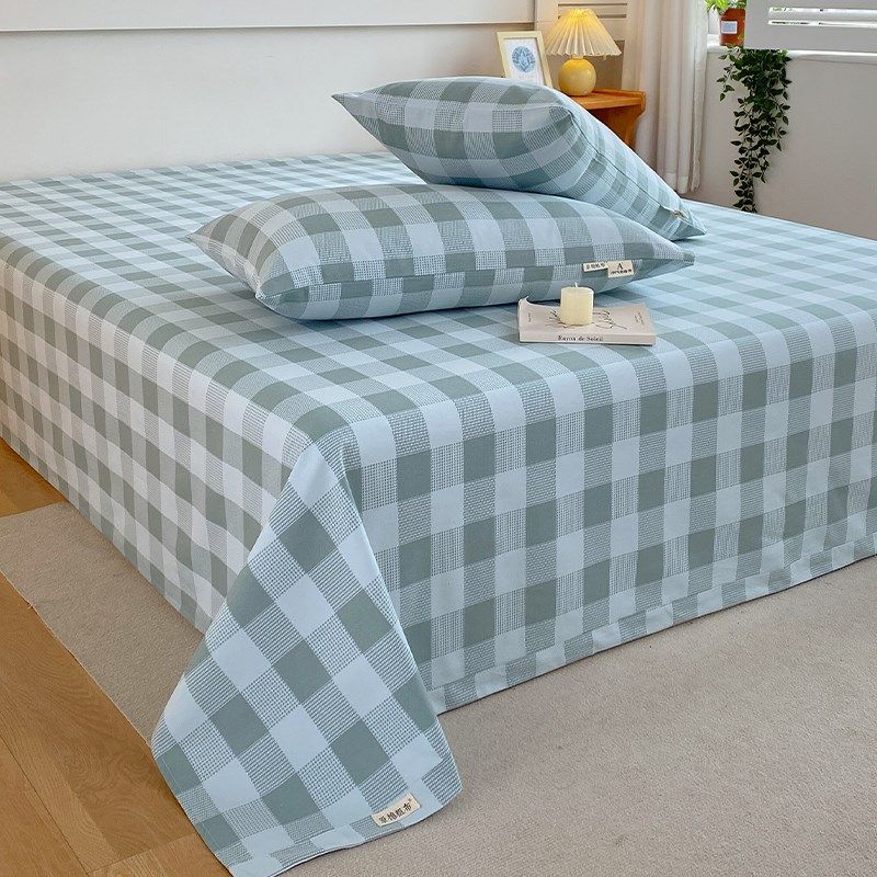 a类加厚老粗布床单单件纯棉100全棉格子老布被单三件套夏凉感睡单