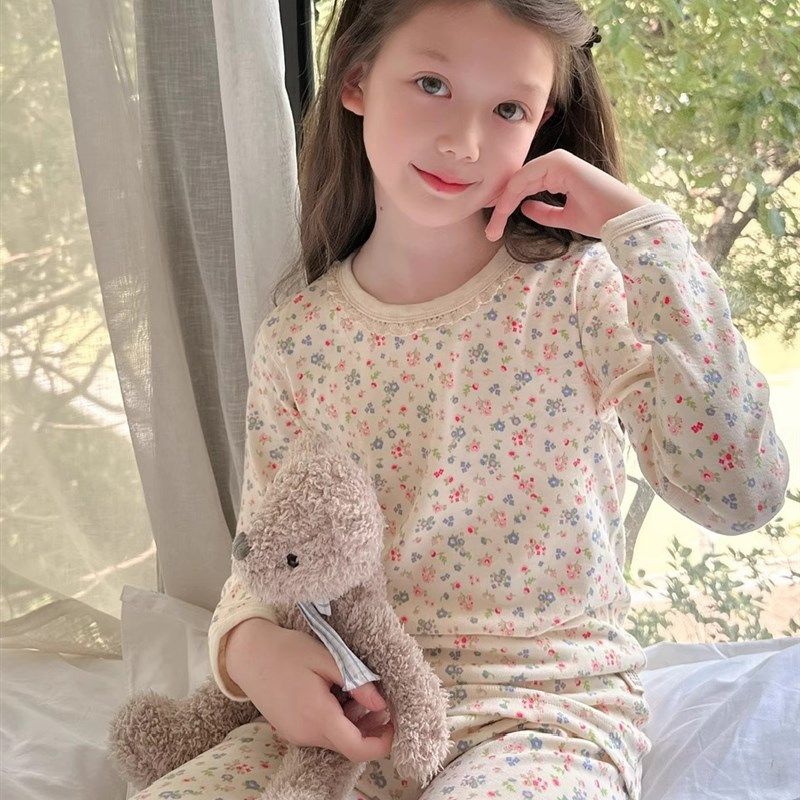 高级洋气儿童新款无骨纯棉磨毛秋衣秋裤宝宝冬季打底内衣内裤套装