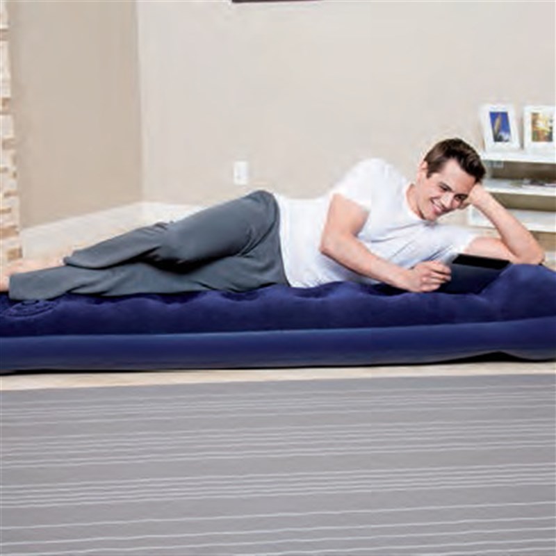 Bestway 67224 单人加大内置脚泵植绒床垫 户外室内充气床