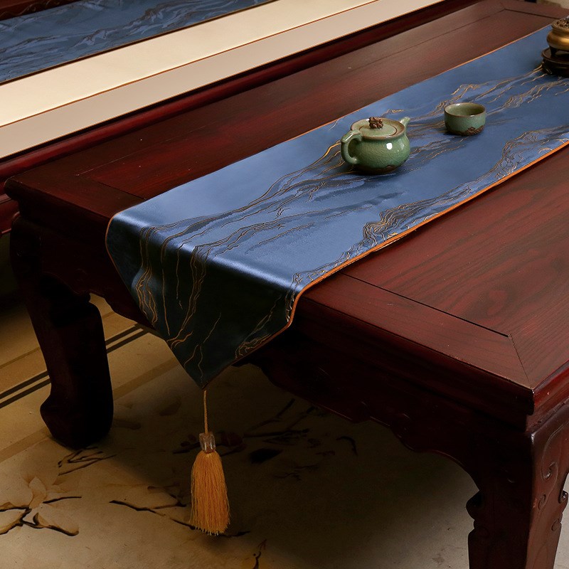 桌旗中式轻奢茶台布艺茶桌垫布餐桌布现代茶几布桌布