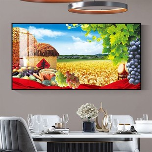 现代简约丰收挂画五谷丰登餐厅画装饰画 横式丰收图 硕果累累挂画