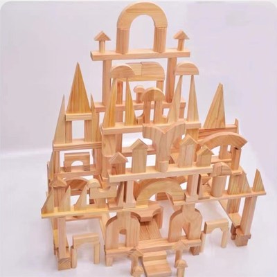 幼儿园大型积木搭建玩具清水积木大块木质木头单元建构区材料原木