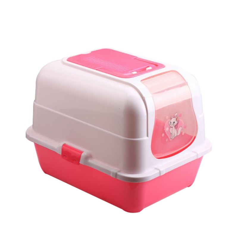 全封闭式猫砂盆大号防臭前进出掀盖猫厕所松木网格猫沙盆宠物用品