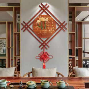 新中式木雕玄关装饰画客厅背景墙挂画餐厅走廊书房过道实木