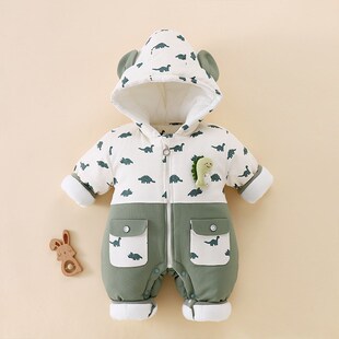 中国风秋冬加厚婴儿外出服男女宝宝棉衣连体衣女娃娃冬天服装