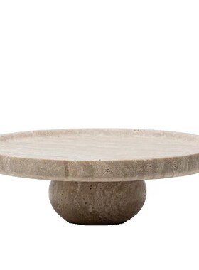 现代简约黄洞石托盘摆件洗手台茶几桌面收纳盘天然大理石装饰品